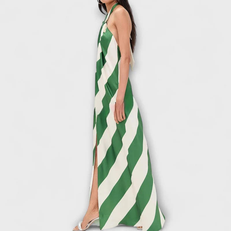 Marlowe - Streifenmuster Halter Rückenfreies Maxikleid