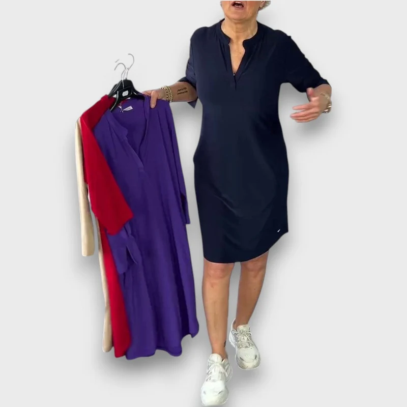 Mireysa – Kleid mit V-Ausschnitt und 3/4-Ärmeln