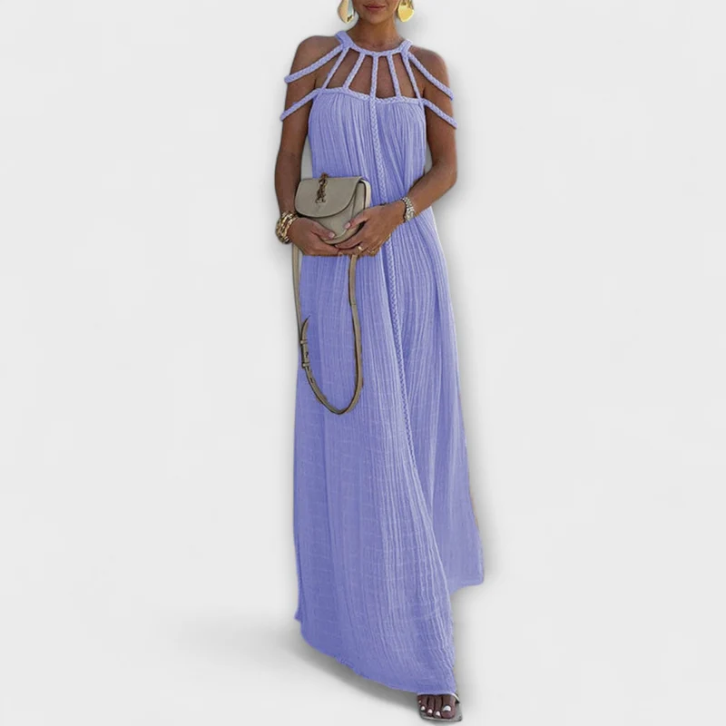 Brinaya – Maxikleid aus Leinenmischung mit geflochtenem Dekolleté
