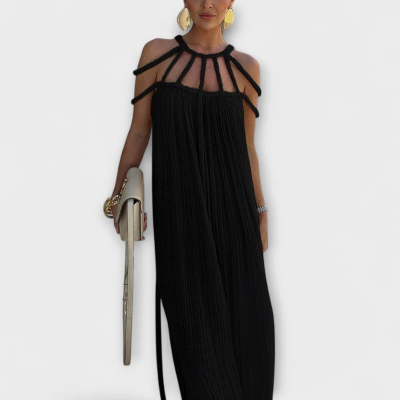 Brinaya – Maxikleid aus Leinenmischung mit geflochtenem Dekolleté