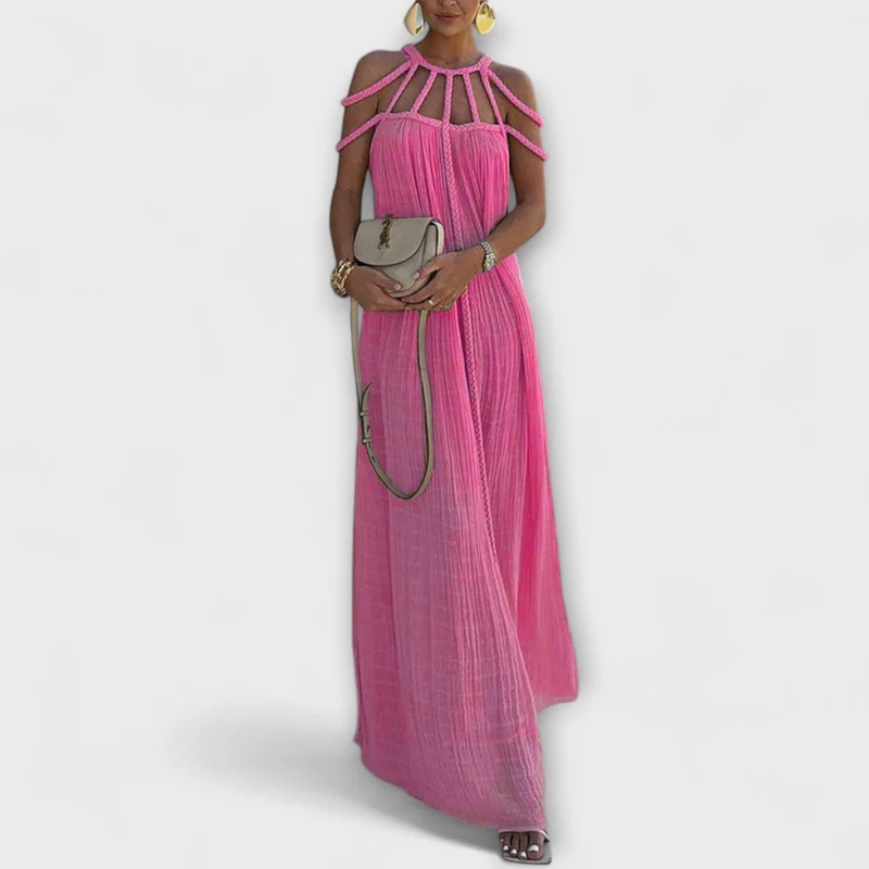 Brinaya – Maxikleid aus Leinenmischung mit geflochtenem Dekolleté