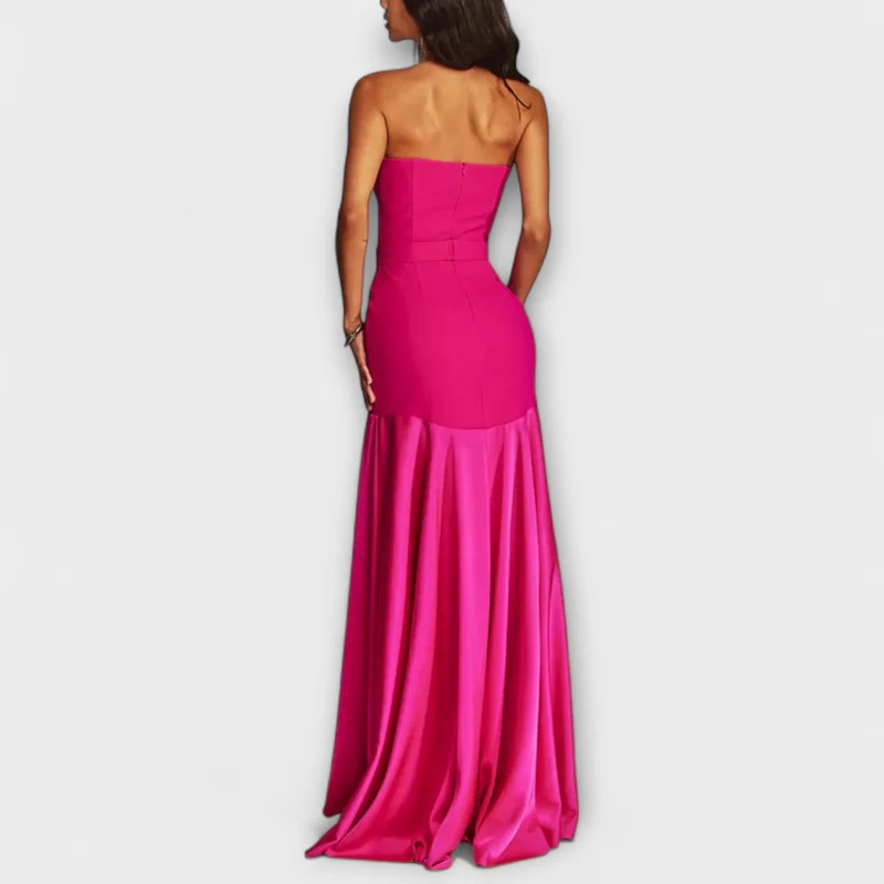 Vadena – Schulterfreies Maxikleid mit V-Ausschnitt