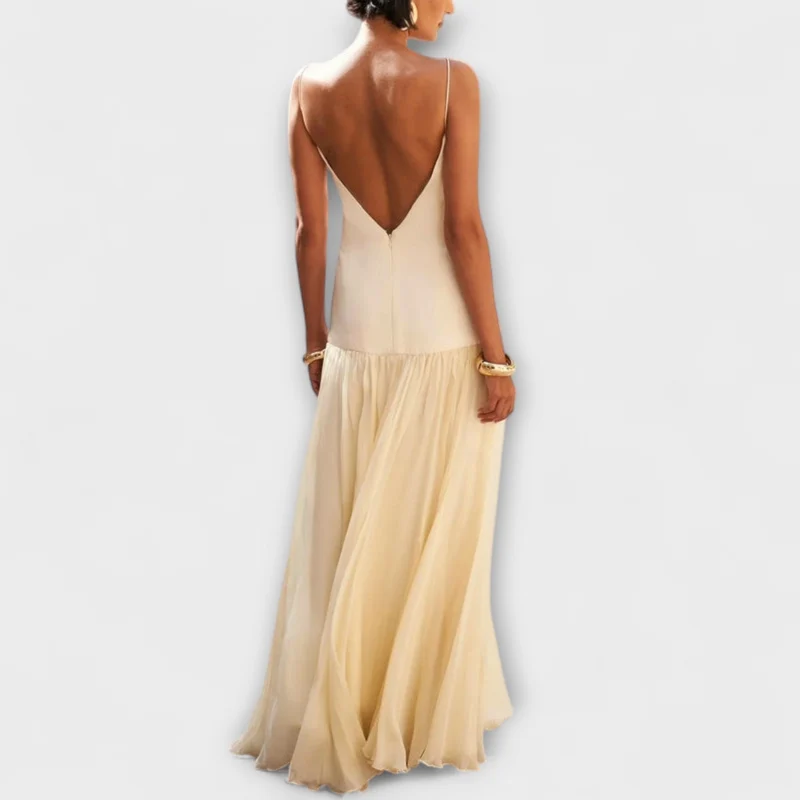 Sorayne – Fließendes Maxikleid in Buttergelb