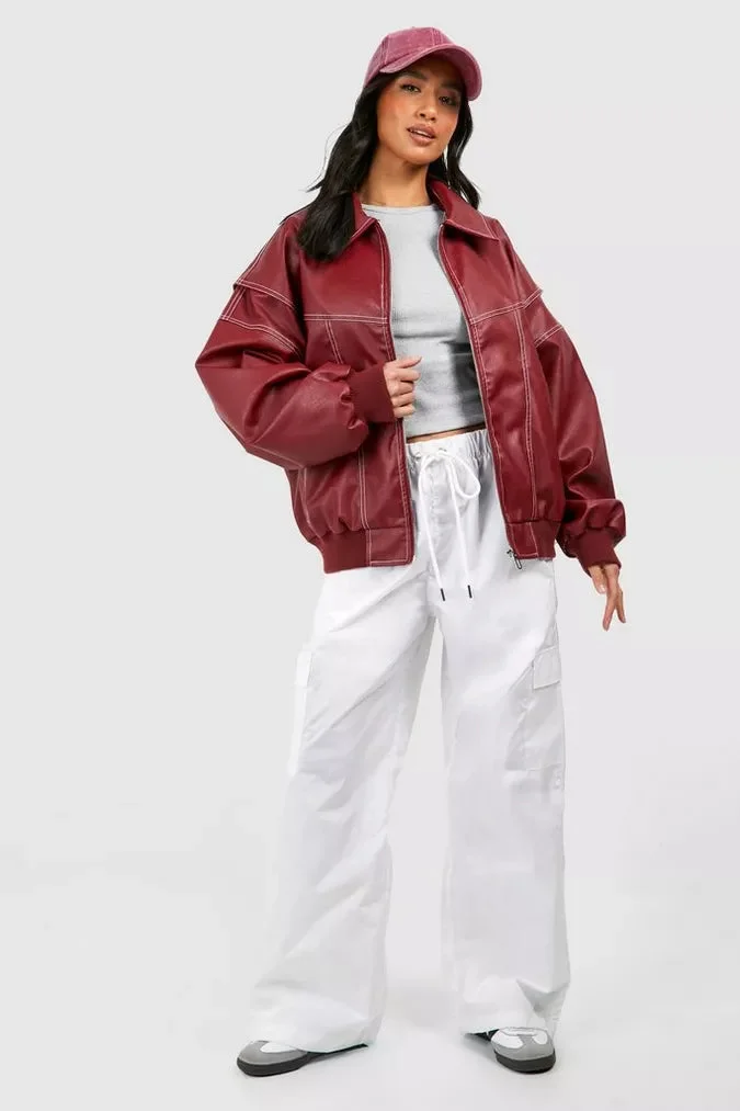 Damen Oversize Jacke in Rot mit Weitem Schnitt