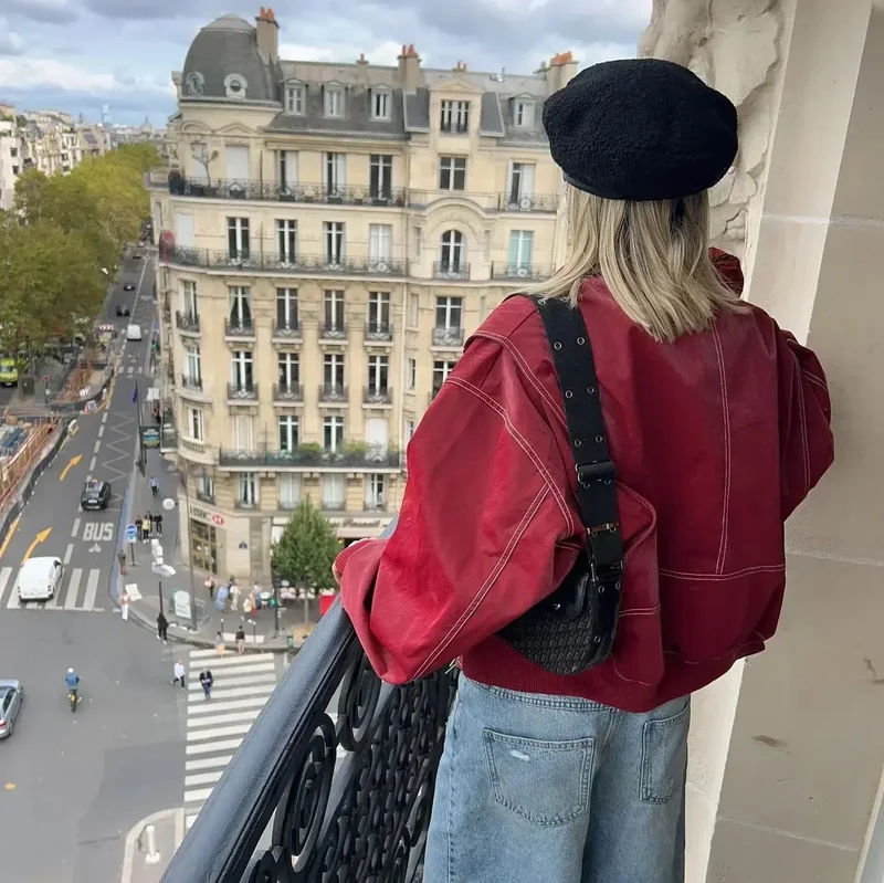 Damen Oversize Jacke in Rot mit Weitem Schnitt