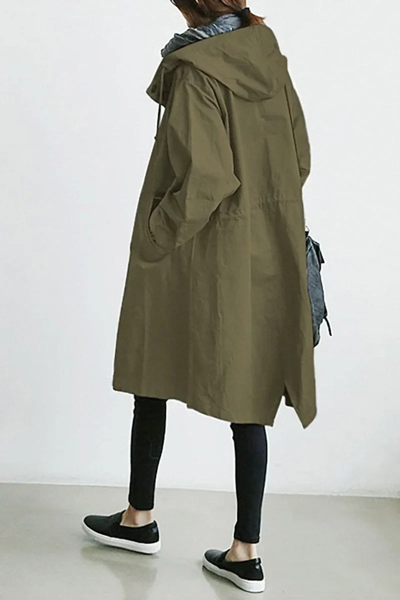 Damen Wasserdichter Trenchcoat mit Kapuze