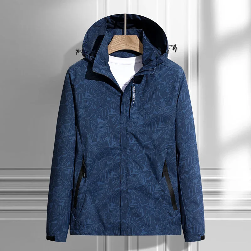 Regenjacke mit Kapuze für Damen mit Muster und Taschen