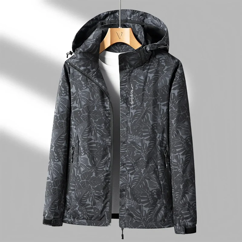 Regenjacke mit Kapuze für Damen mit Muster und Taschen