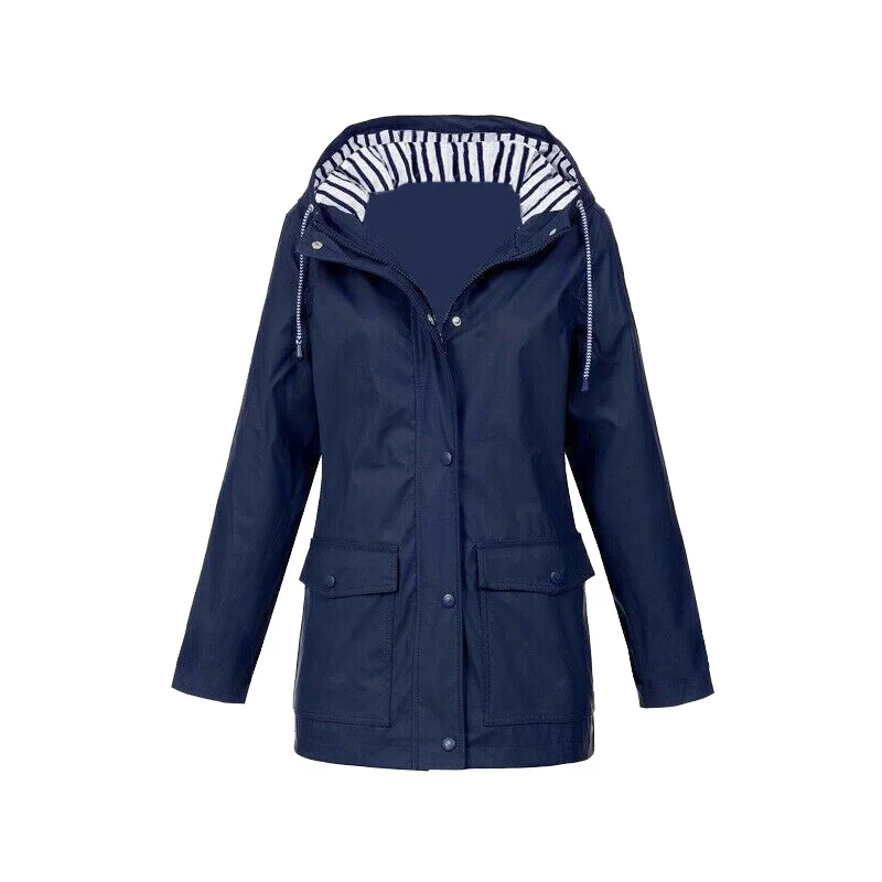 Damen Regenjacke mit Kapuze und Innenfutter