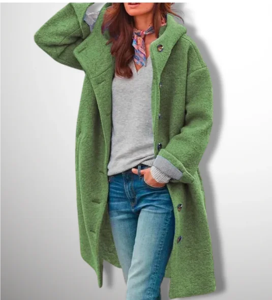 Damen Wintermantel mit Knopfleiste und Seitentaschen