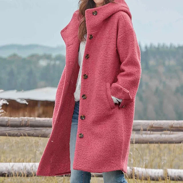 Damen Wintermantel mit Knopfleiste und Seitentaschen