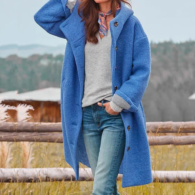 Damen Wintermantel mit Knopfleiste und Seitentaschen