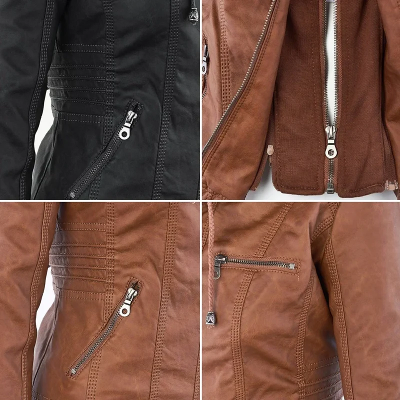 Damenjacke mit verstellbarer Kapuze und Reißverschlüssen