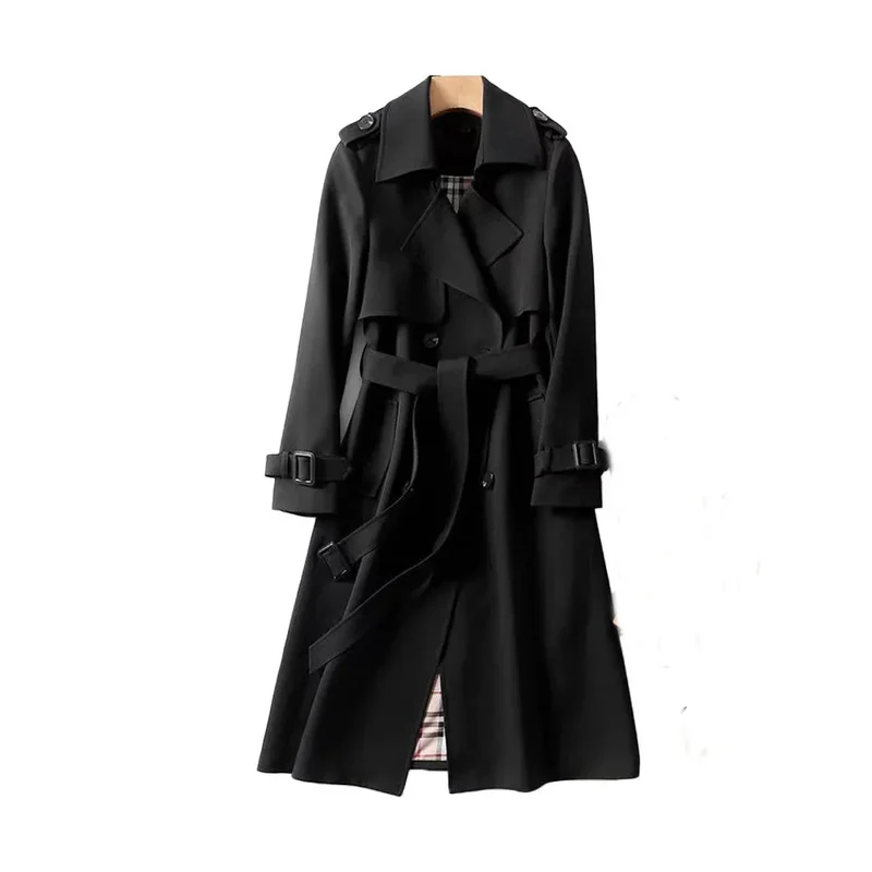 Klassischer Damen Trenchcoat mit Gürtel und Doppelkragen
