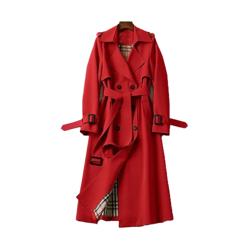 Klassischer Damen Trenchcoat mit Gürtel und Doppelkragen