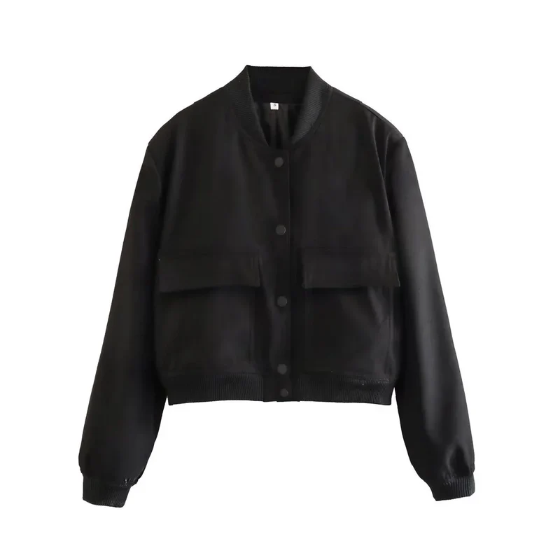 Damen Bomberjacke in Blouson-Optik mit Taschendetail
