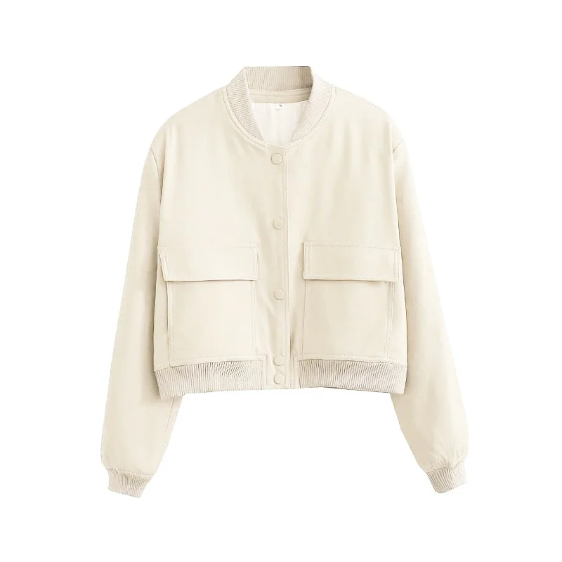 Damen Bomberjacke in Blouson-Optik mit Taschendetail