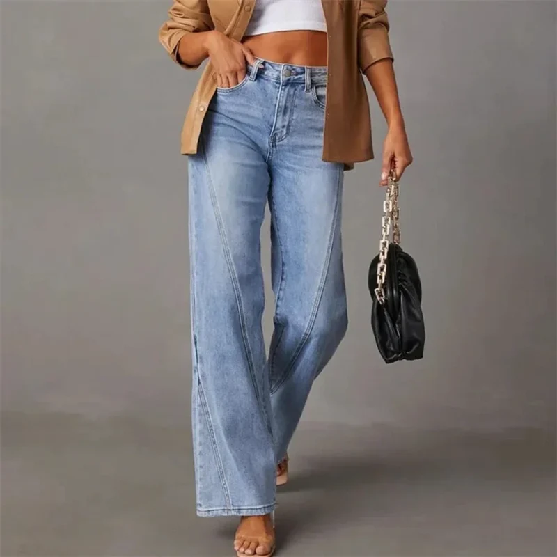 High-Waist Jeans in Wide-Leg Schnitt Hellblau