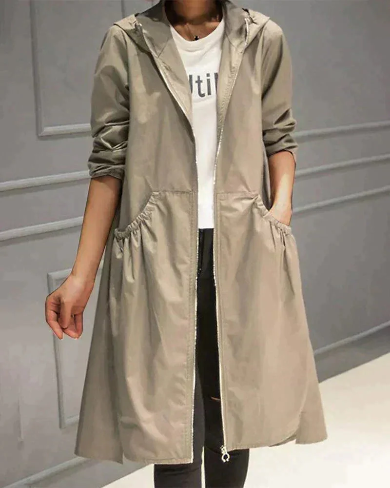 Damen Regenjacke mit Kapuze und Tunnelzug