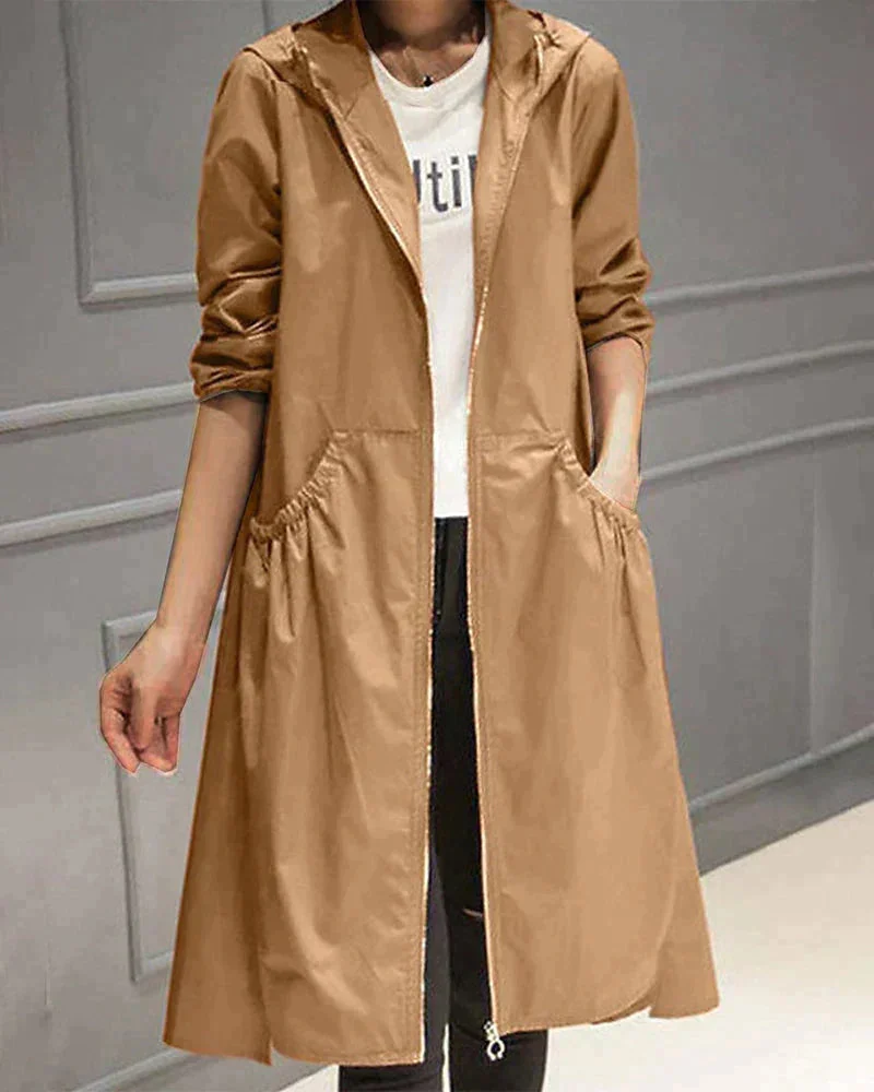 Damen Regenjacke mit Kapuze und Tunnelzug