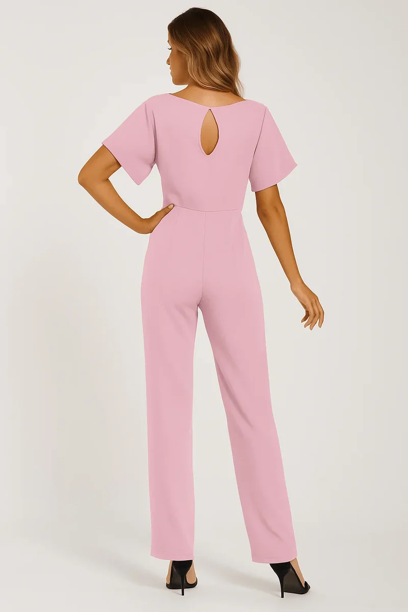 Damen Overall mit Krawatten Gürtel und weitem Bein