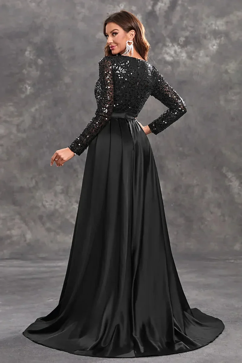 Damen Abendkleid mit Paillettenoberteil und fließendem Rock