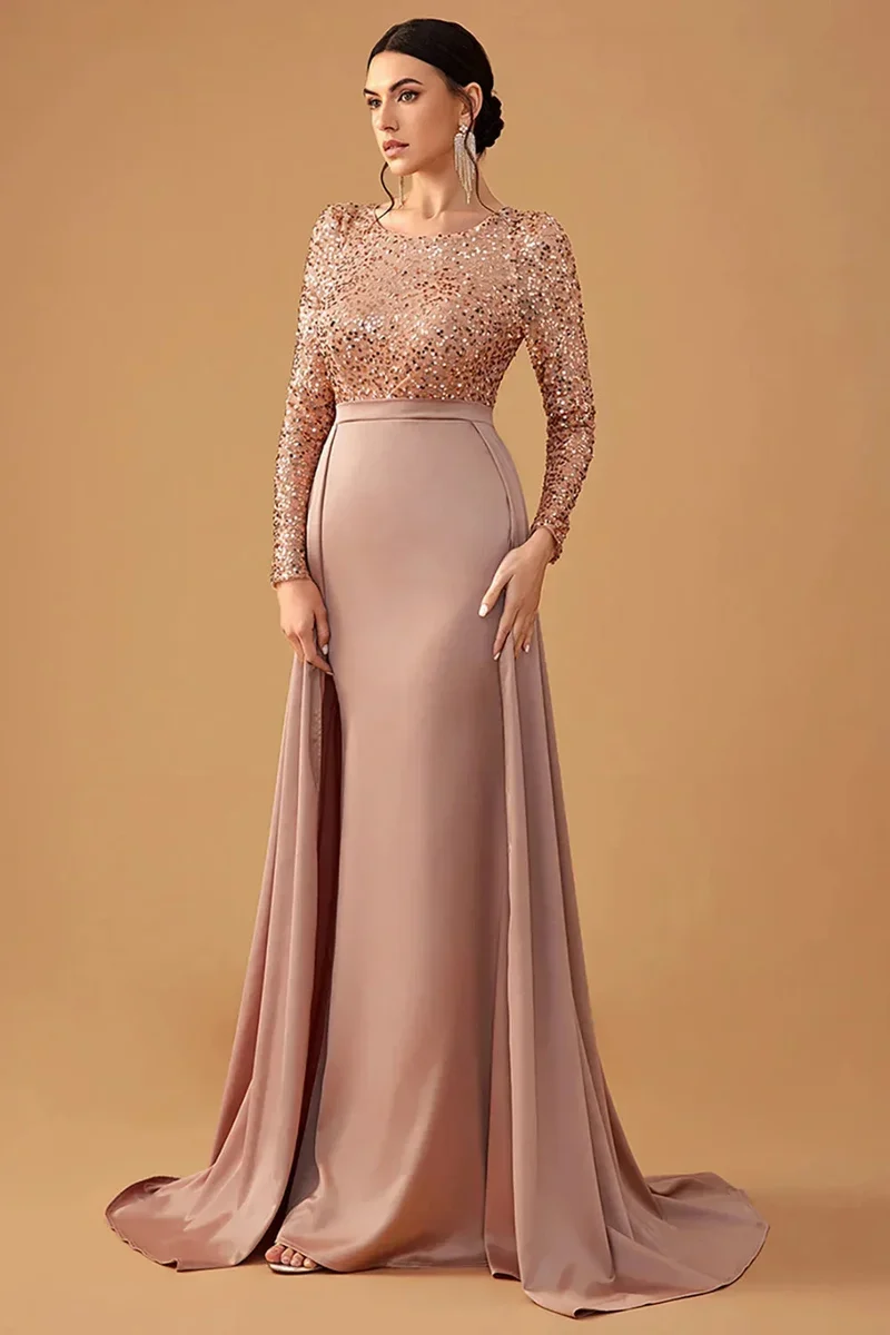 Damen Abendkleid mit Paillettenoberteil und fließendem Rock