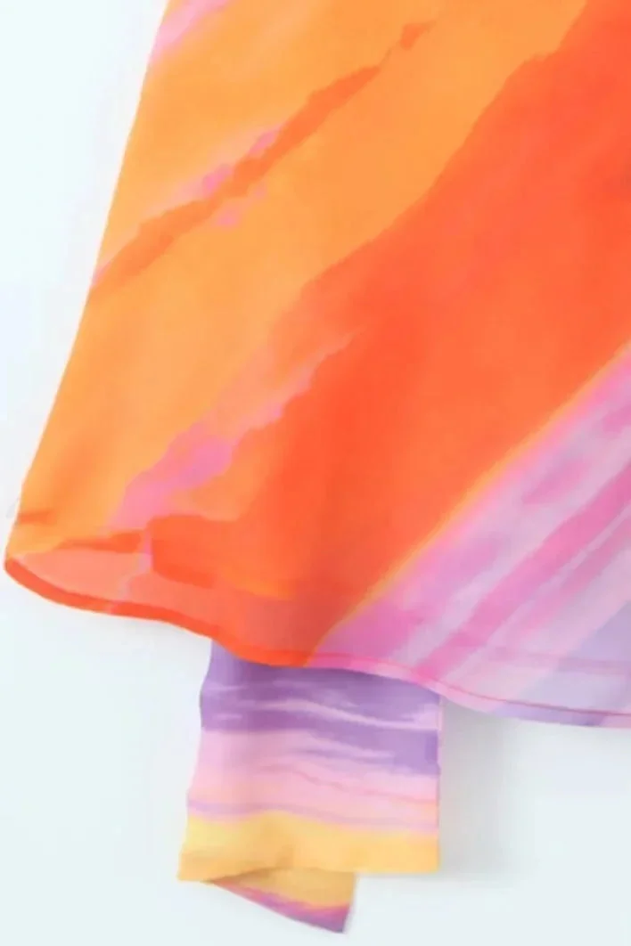 Damen Minikleid in Halfter Form mit Sonnenuntergangsfarben