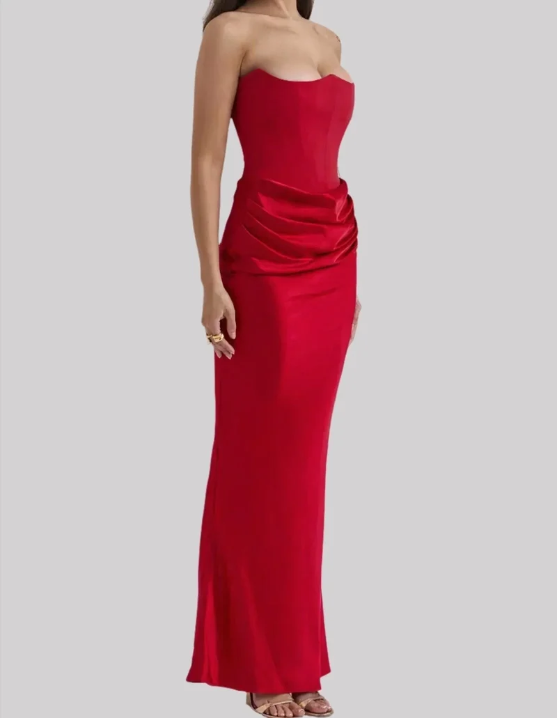 Damen Maxikleid trägerlos mit elegantem Design