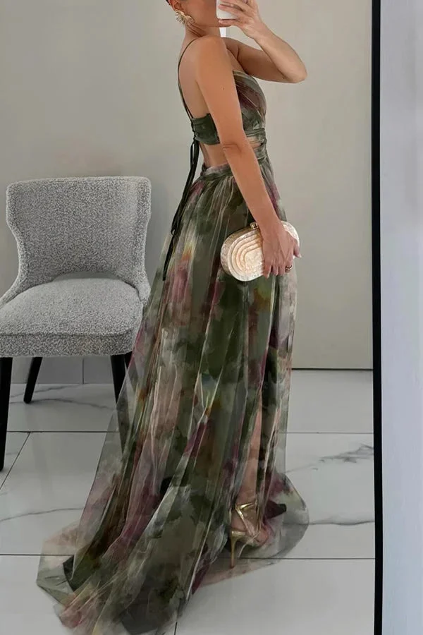 Damen Maxikleid Mit Texturen und Asymmetrischem Schnitt