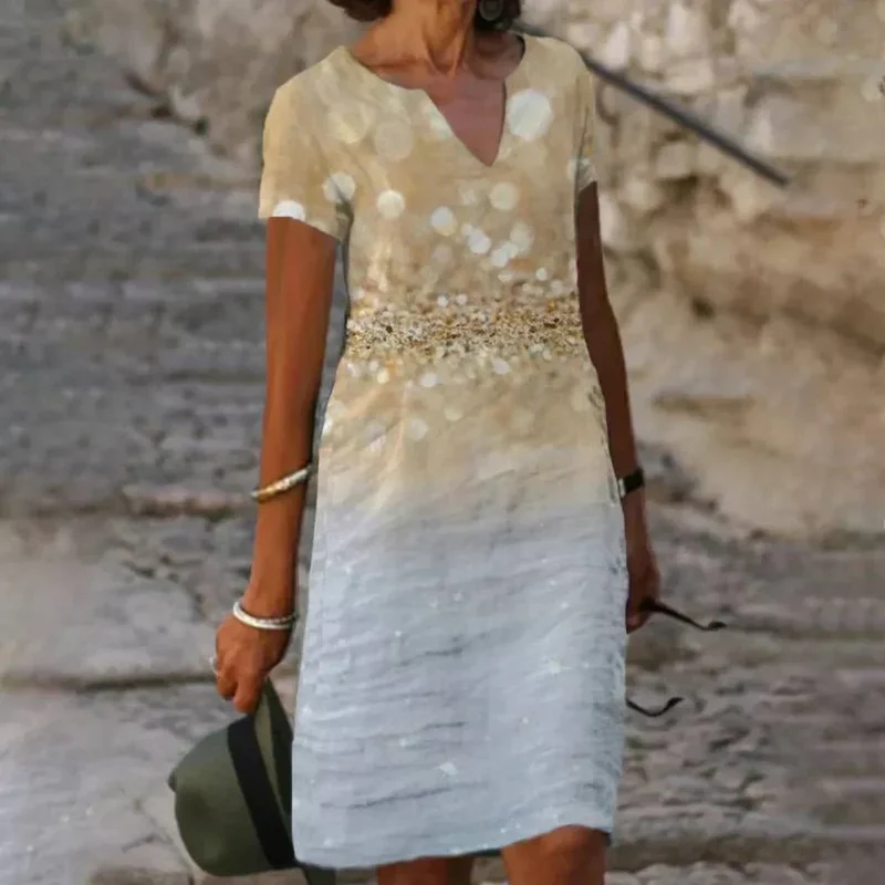 Sommerliches Minikleid mit Blumendruck und V-Ausschnitt für Damen