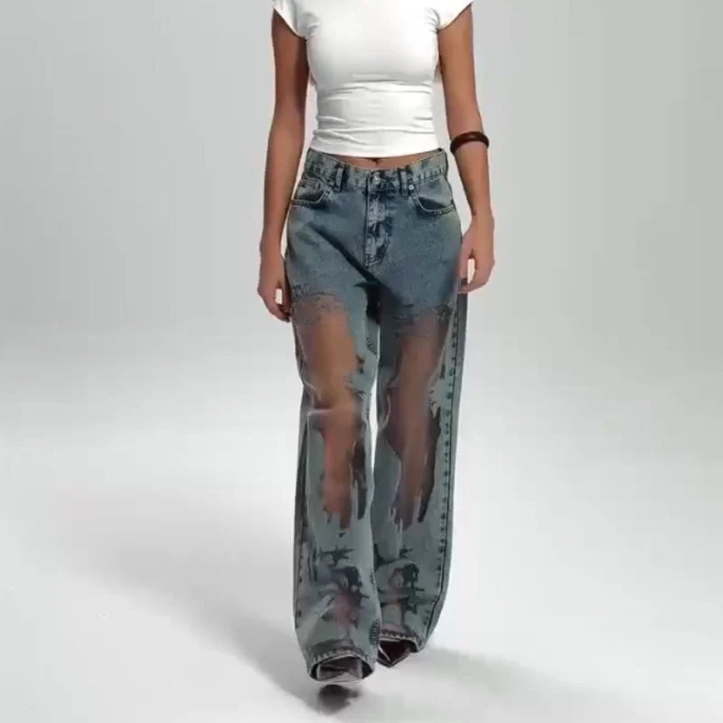 STELLA | JEANS MIT VINTAGE MESH PATCHWORK PRINT