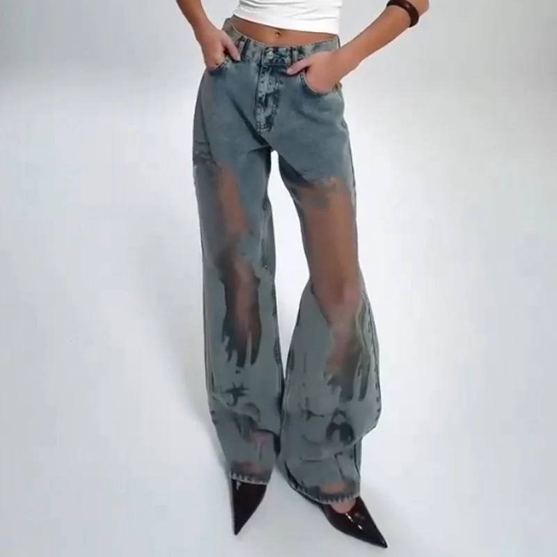 STELLA | JEANS MIT VINTAGE MESH PATCHWORK PRINT