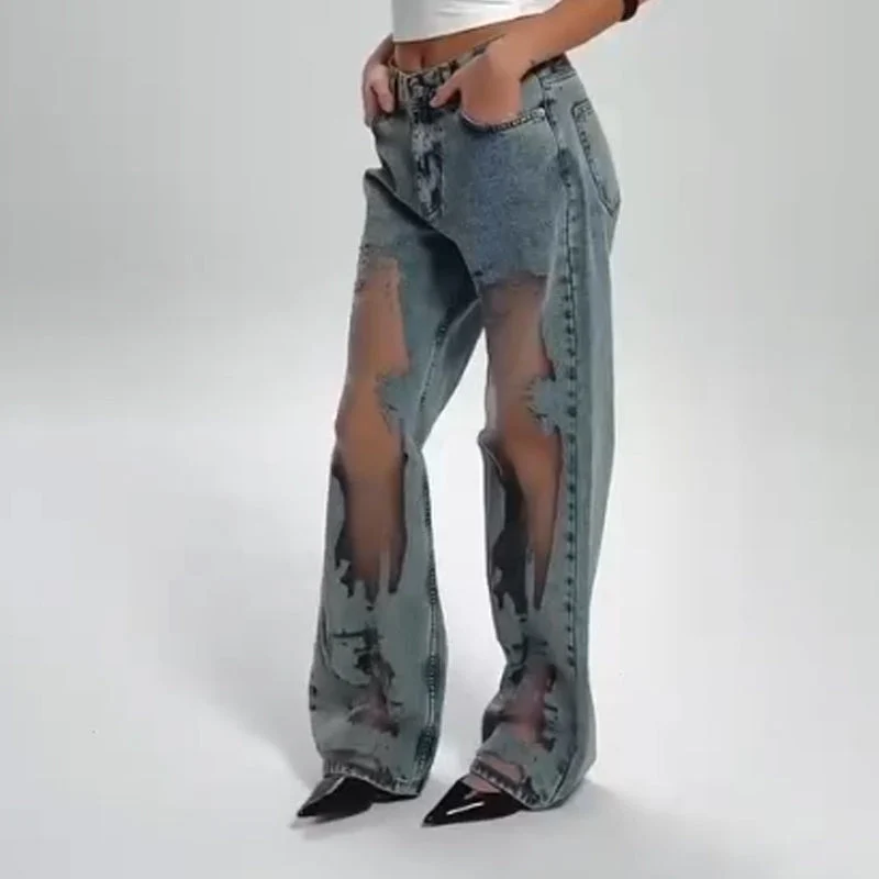 STELLA | JEANS MIT VINTAGE MESH PATCHWORK PRINT