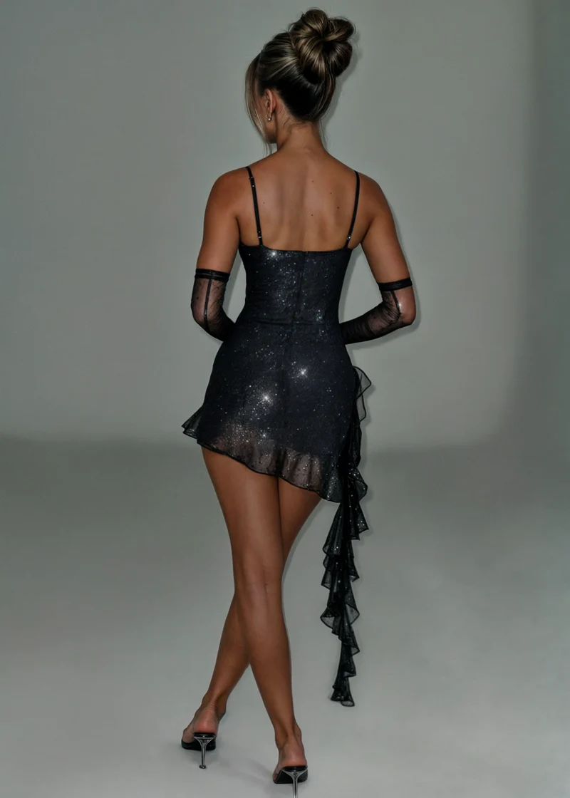 Eliza | Glitzer-Minikleid mit abnehmbaren Ärmeln