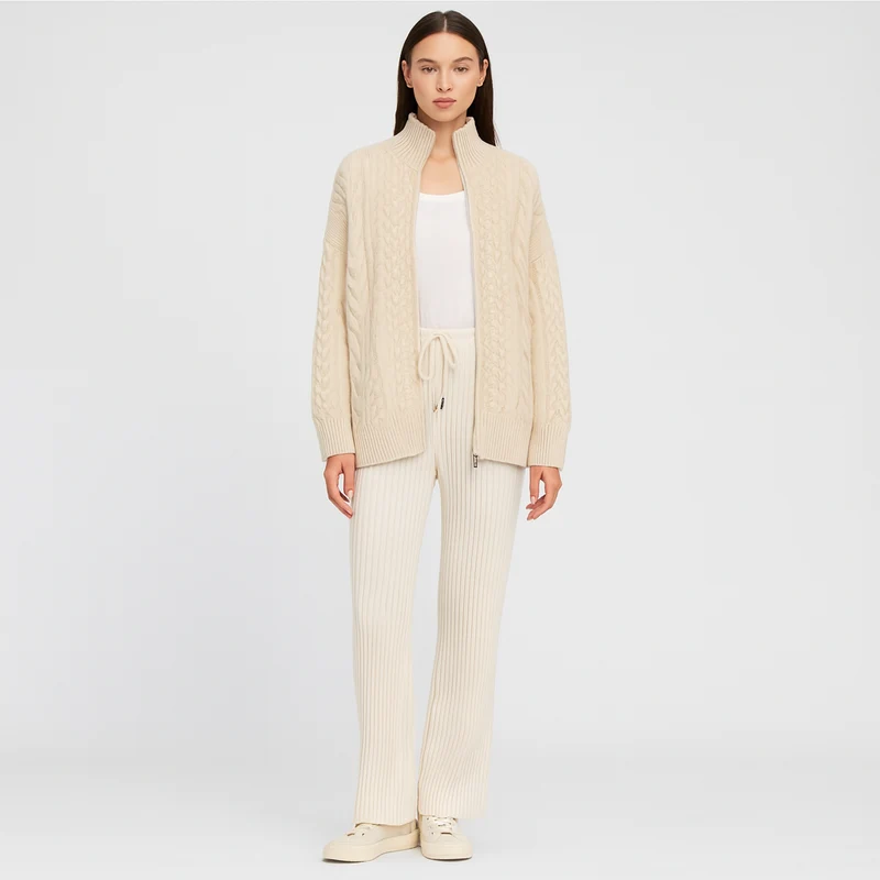 Mila Kaschmir Strickjacke – Damen Pullover langarm aus Kaschmir