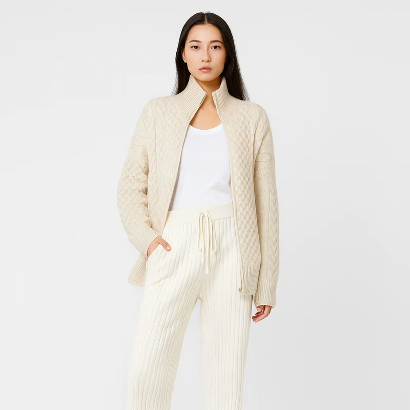 Mila Kaschmir Strickjacke – Damen Pullover langarm aus Kaschmir