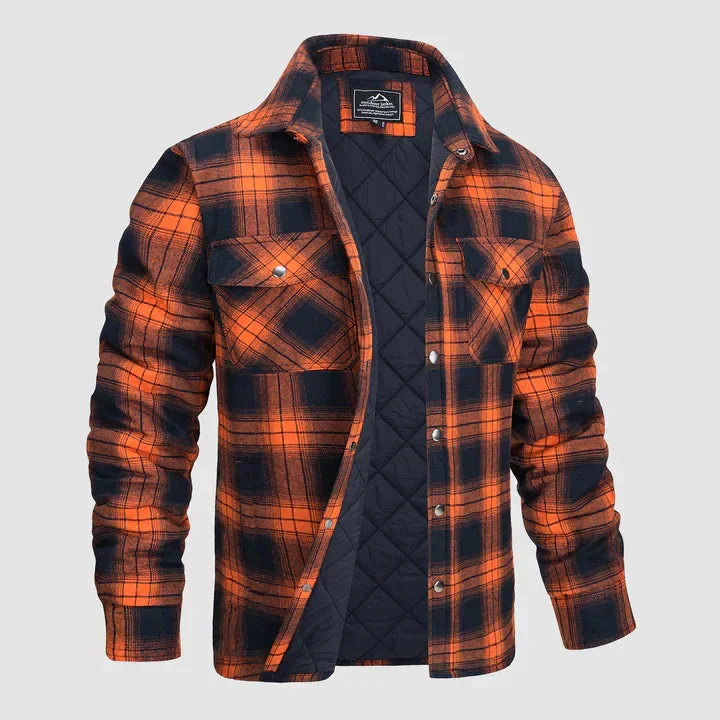 Herren Flanell Hemd Jacke lange Ärmel gesteppt gefüttert Plaid Mantel Button Down dicke Outwear für Winter