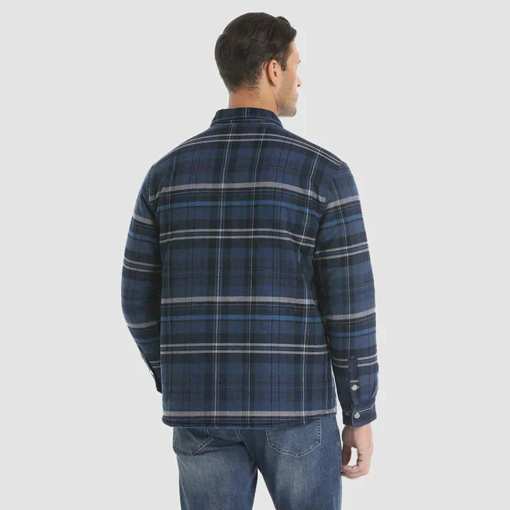 Herren Flanell Hemd Jacke lange Ärmel gesteppt gefüttert Plaid Mantel Button Down dicke Outwear für Winter