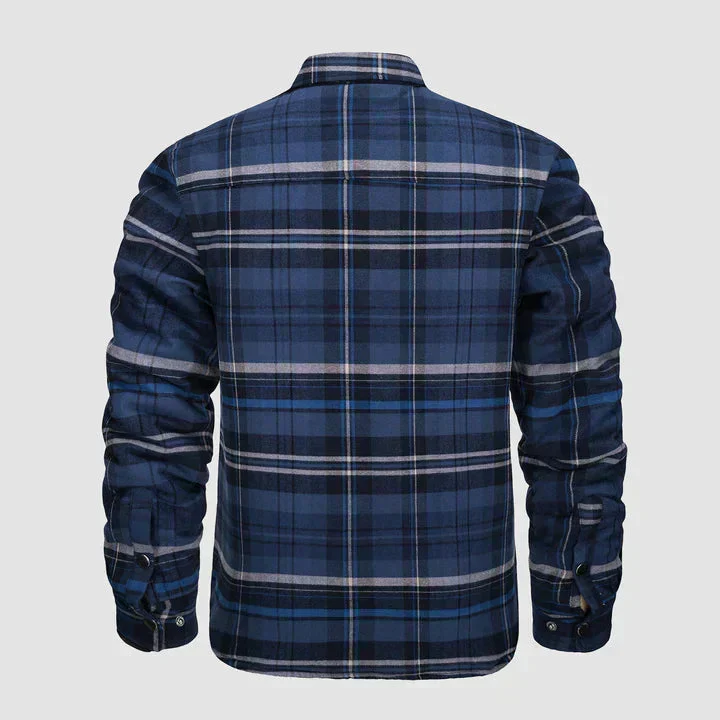 Herren Flanell Hemd Jacke lange Ärmel gesteppt gefüttert Plaid Mantel Button Down dicke Outwear für Winter