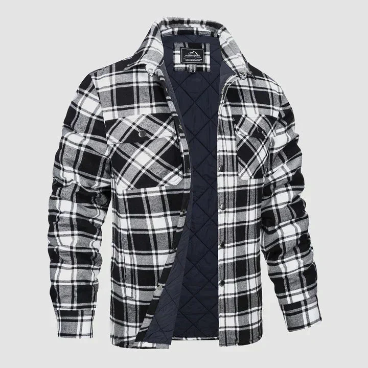 Herren Flanell Hemd Jacke lange Ärmel gesteppt gefüttert Plaid Mantel Button Down dicke Outwear für Winter