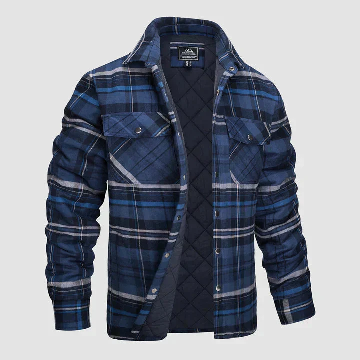 Herren Flanell Hemd Jacke lange Ärmel gesteppt gefüttert Plaid Mantel Button Down dicke Outwear für Winter