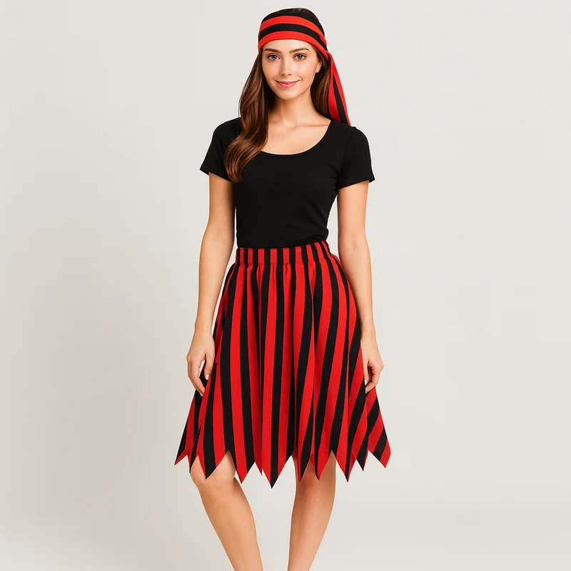 Jayda | Damen Piratenrock mit Streifenmuster