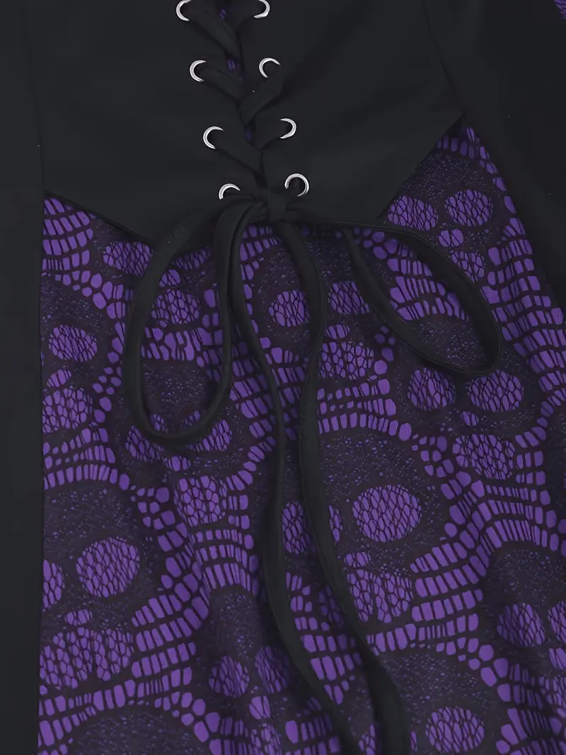 SkullLace Gothic Bluse – Damenbluse mit Totenkopf-Print & Taillenschnürung