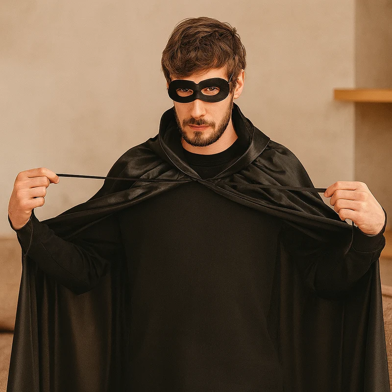 ShadowVeil Gothic Cape – Schwarzes Kapuzen-Cape mit Schlitz für Damen & Herren