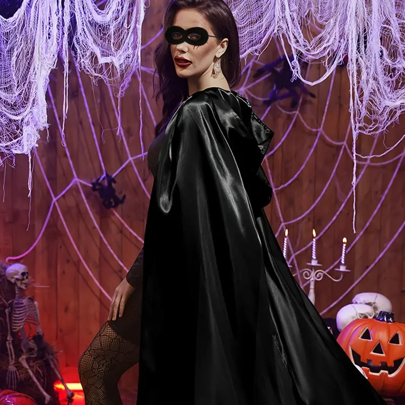 ShadowVeil Gothic Cape – Schwarzes Kapuzen-Cape mit Schlitz für Damen & Herren