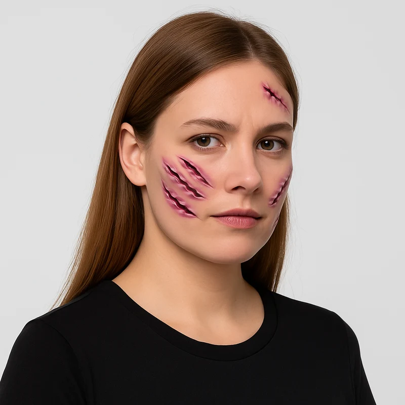 3D Blutwunden Tattoo Sticker – Wasserfestes Halloween Make-up Accessoire