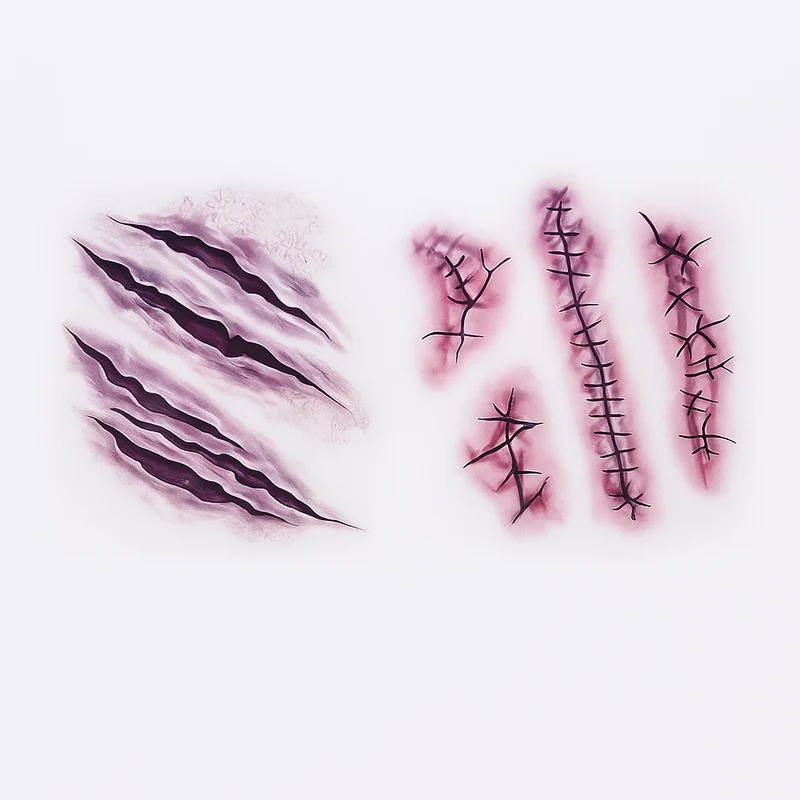 3D Blutwunden Tattoo Sticker – Wasserfestes Halloween Make-up Accessoire