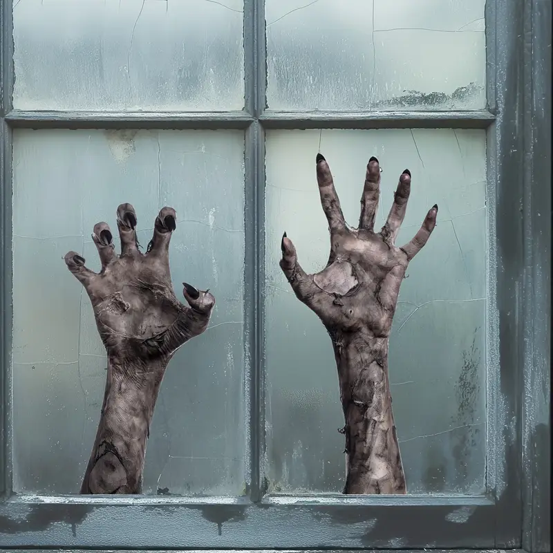 Gruselige Zombiehand-Wandaufkleber für Halloween – Fensterdekoration aus mattem PVC