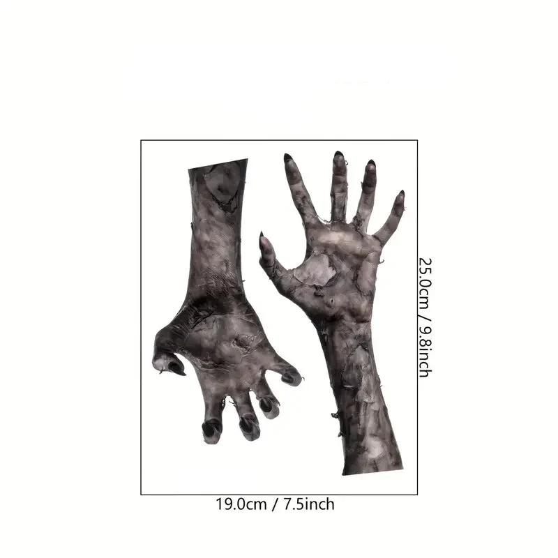 Gruselige Zombiehand-Wandaufkleber für Halloween – Fensterdekoration aus mattem PVC